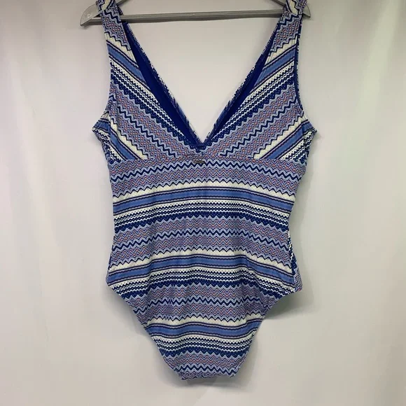BOGO Sea Level Australia V Neck One Piece Swimsuit Blue White Pink Women Size 14 - Picture 7 of 13